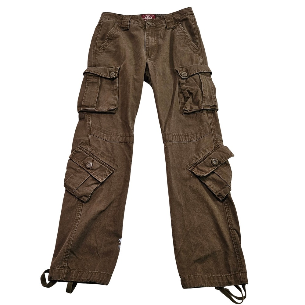 Matchstick Mens Brown Tactical Cargo Workwear Grunge Baggy Skater Pants‎ Sz 29
